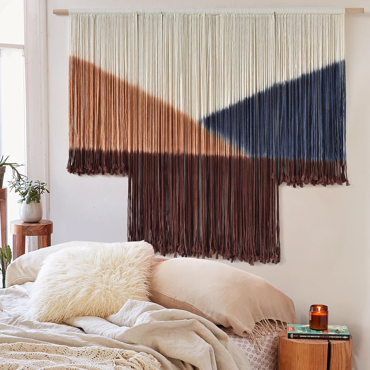 Dip Dyed Geometric Macrame Tapestry
