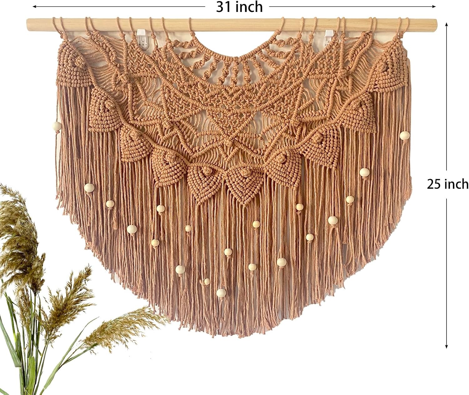 Khaki Beaded Macrame Wall Hanging