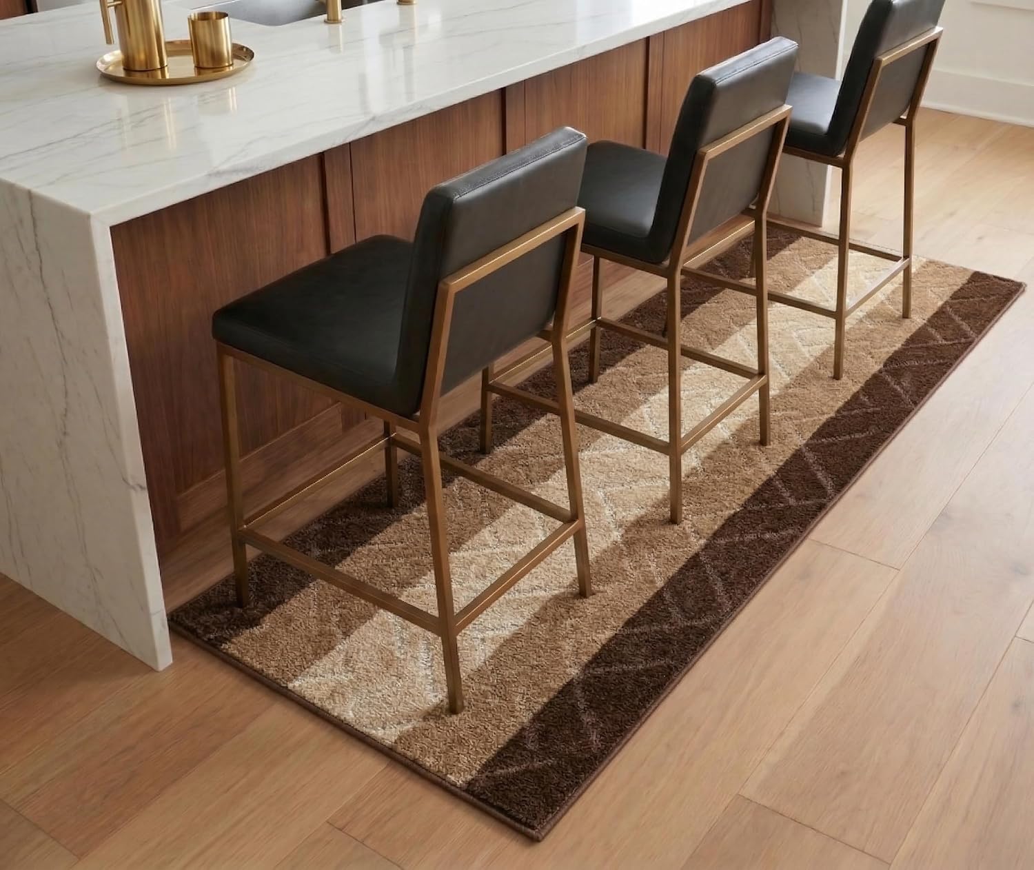 Brown-Beige Non Slip Runner Rug