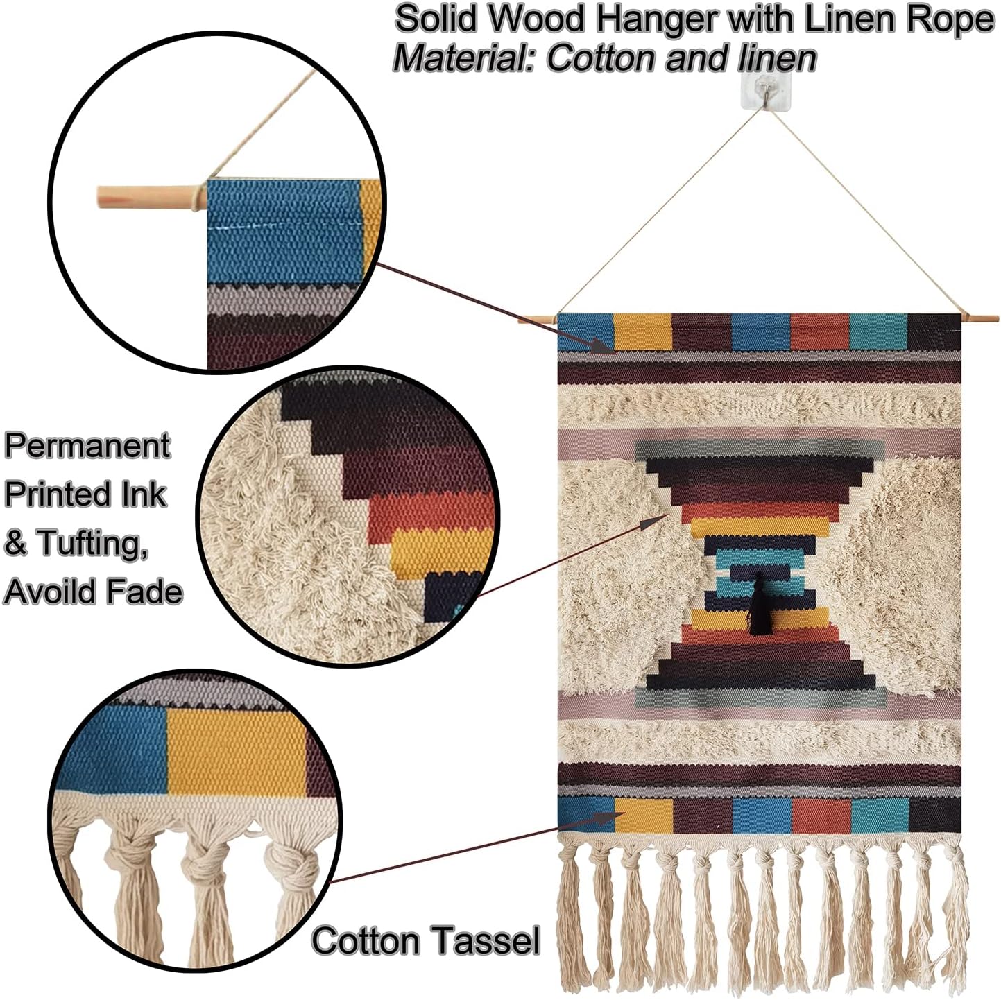 Large Geometric Macrame Wall Tapestry