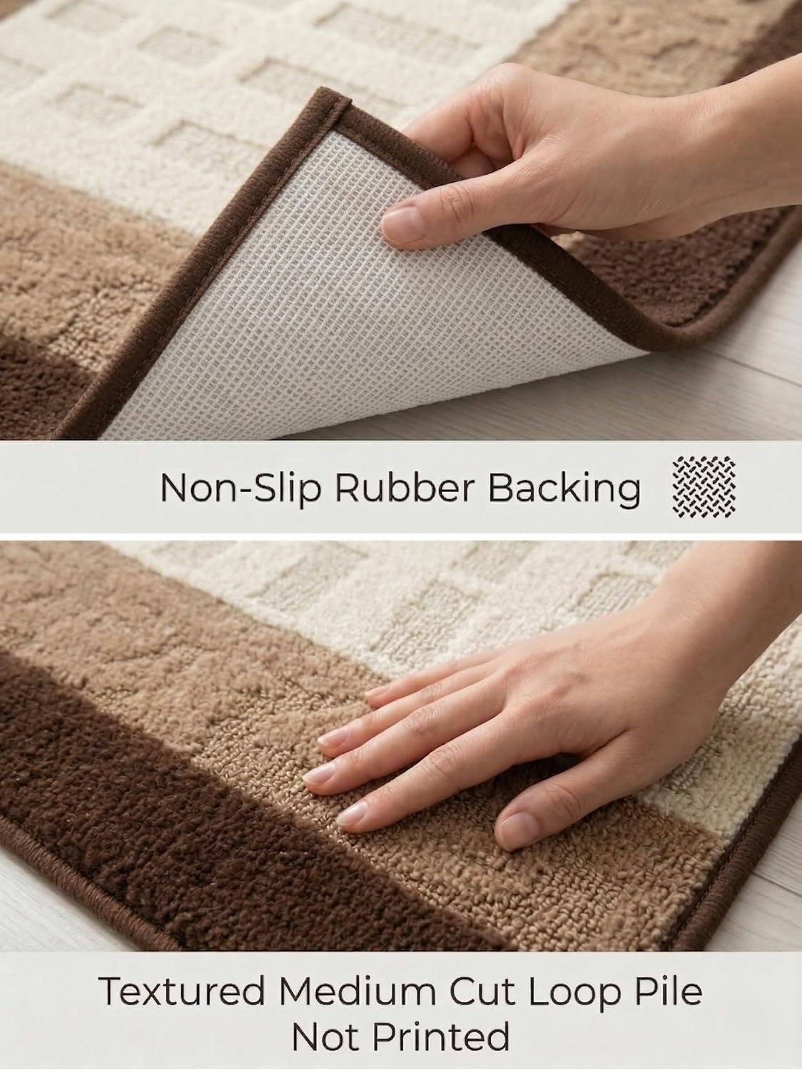 Brown Woven Washable Runner Rug