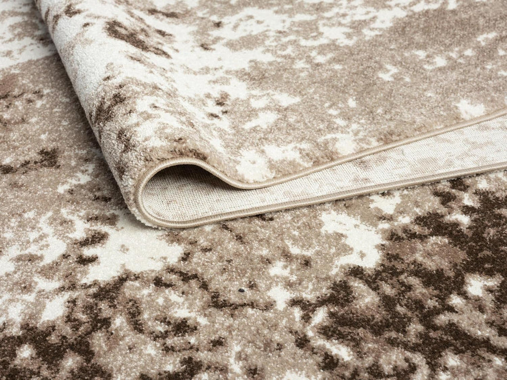 Beige Abstract Thick Runner Rug