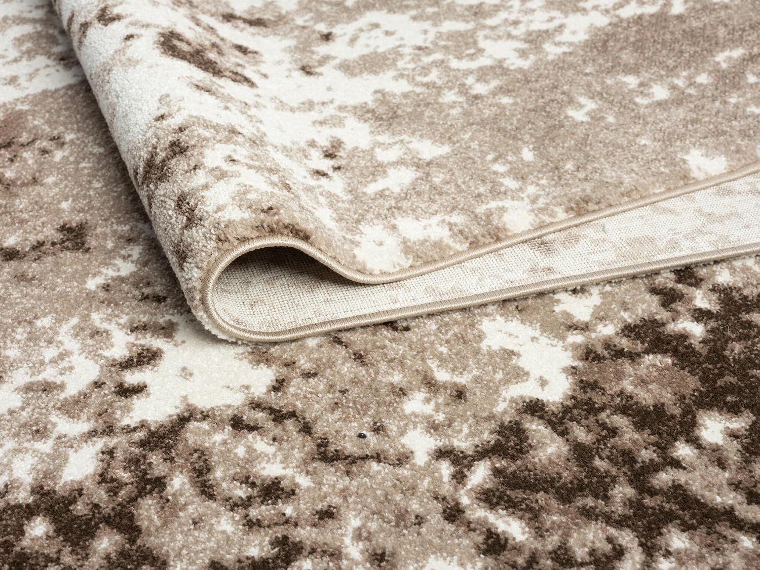 Beige Abstract Thick Runner Rug
