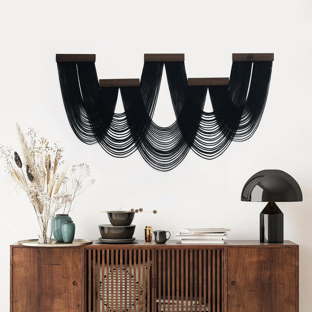 Black Handmade Macrame Tapestry