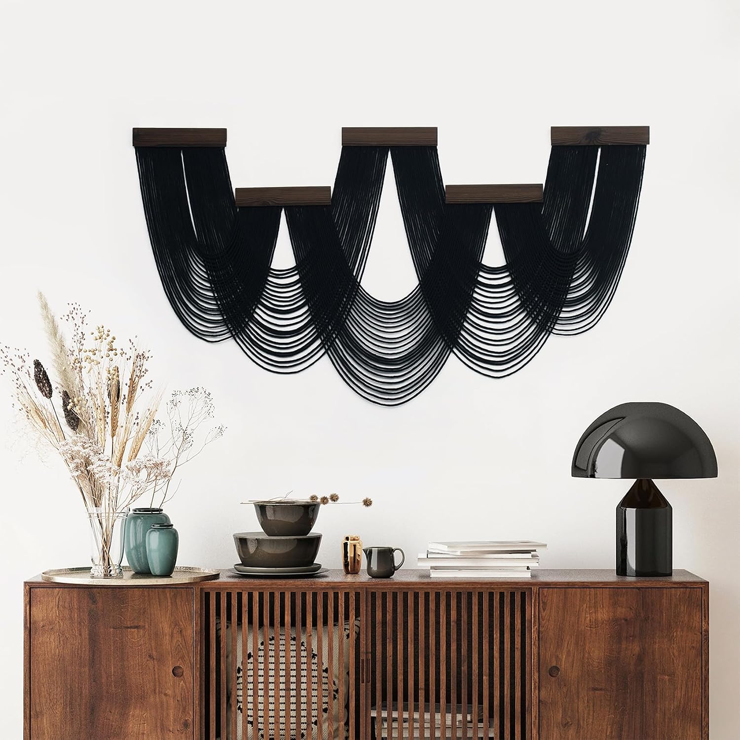 Black Handmade Macrame Tapestry