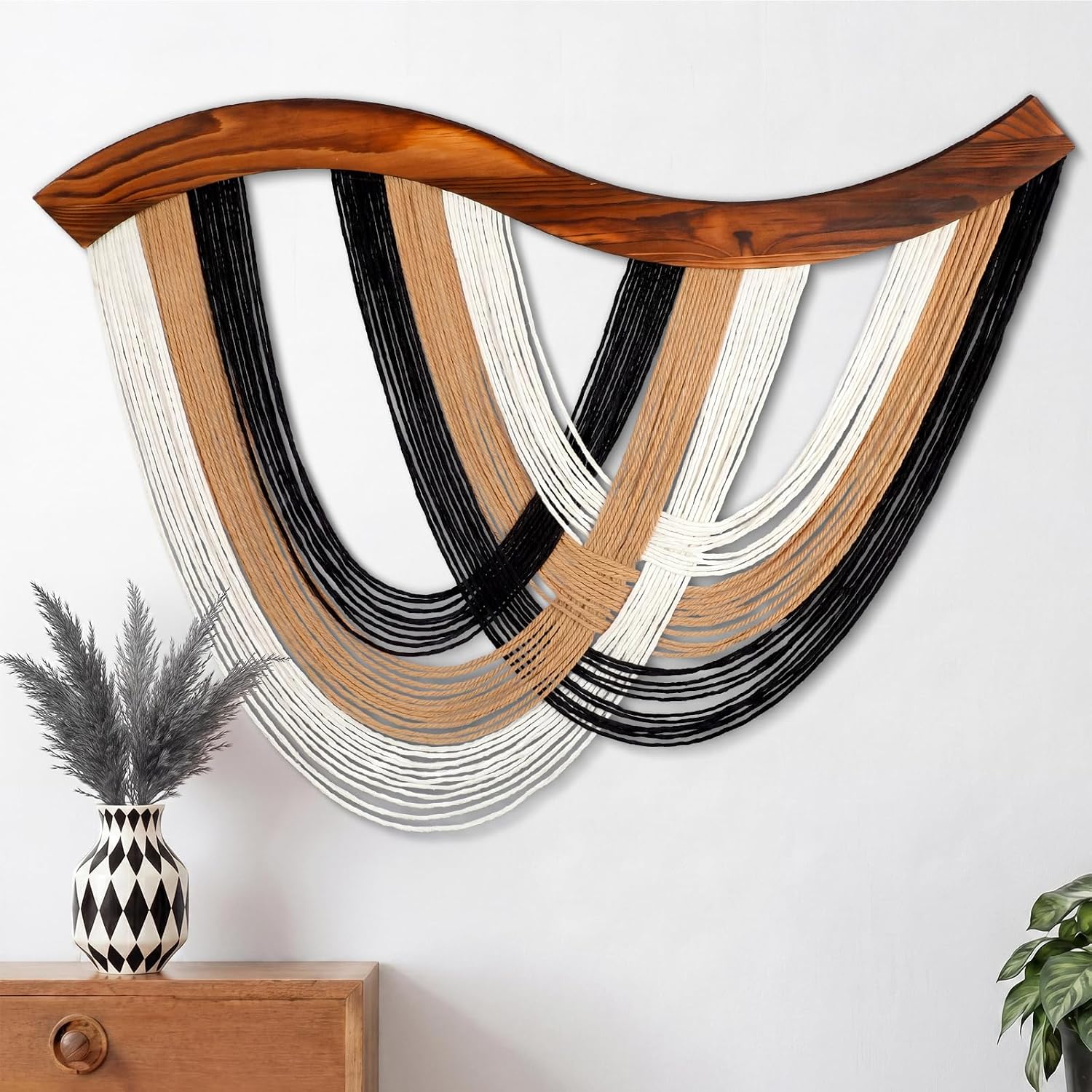 Neutral Dip Dyed Macrame Tapestry