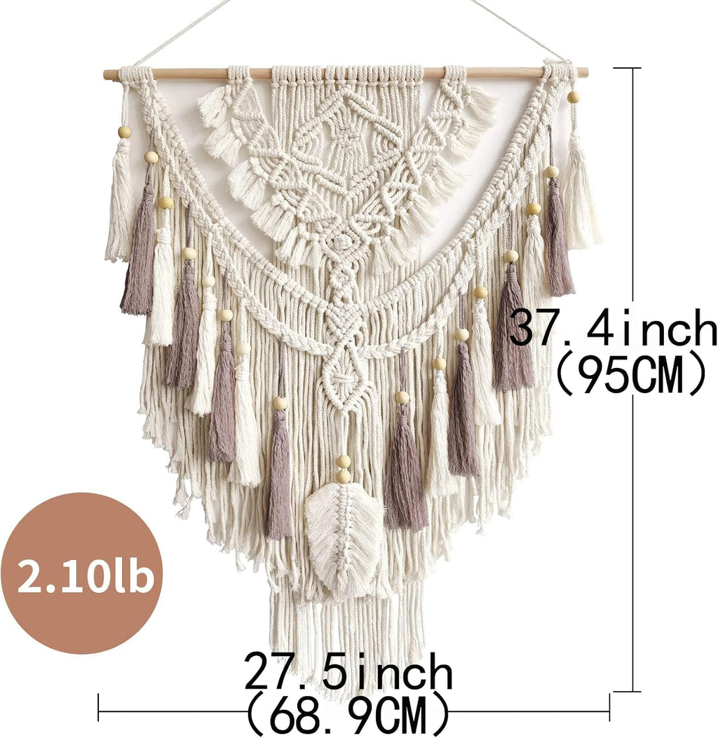 Beige Rose Handmade Macrame Tapestry
