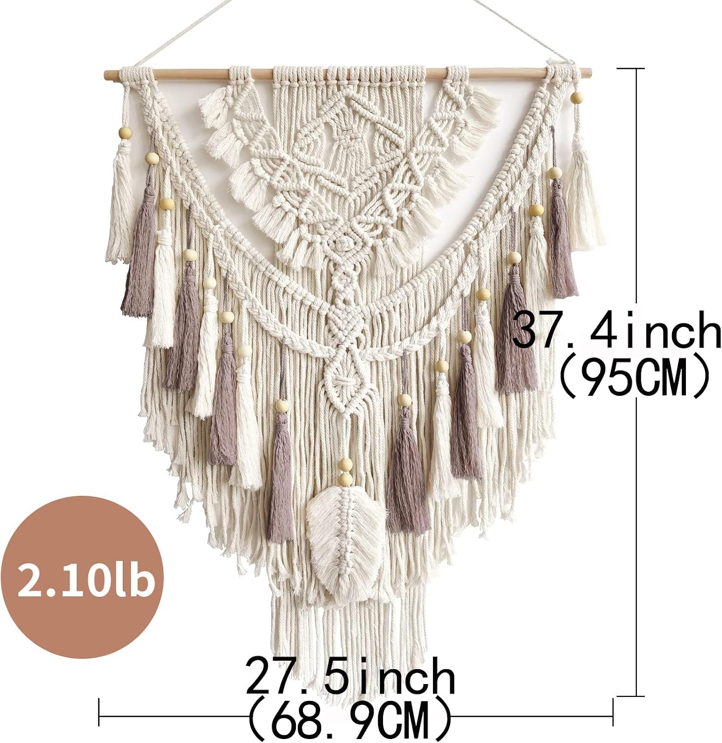 Beige Rose Handmade Macrame Tapestry