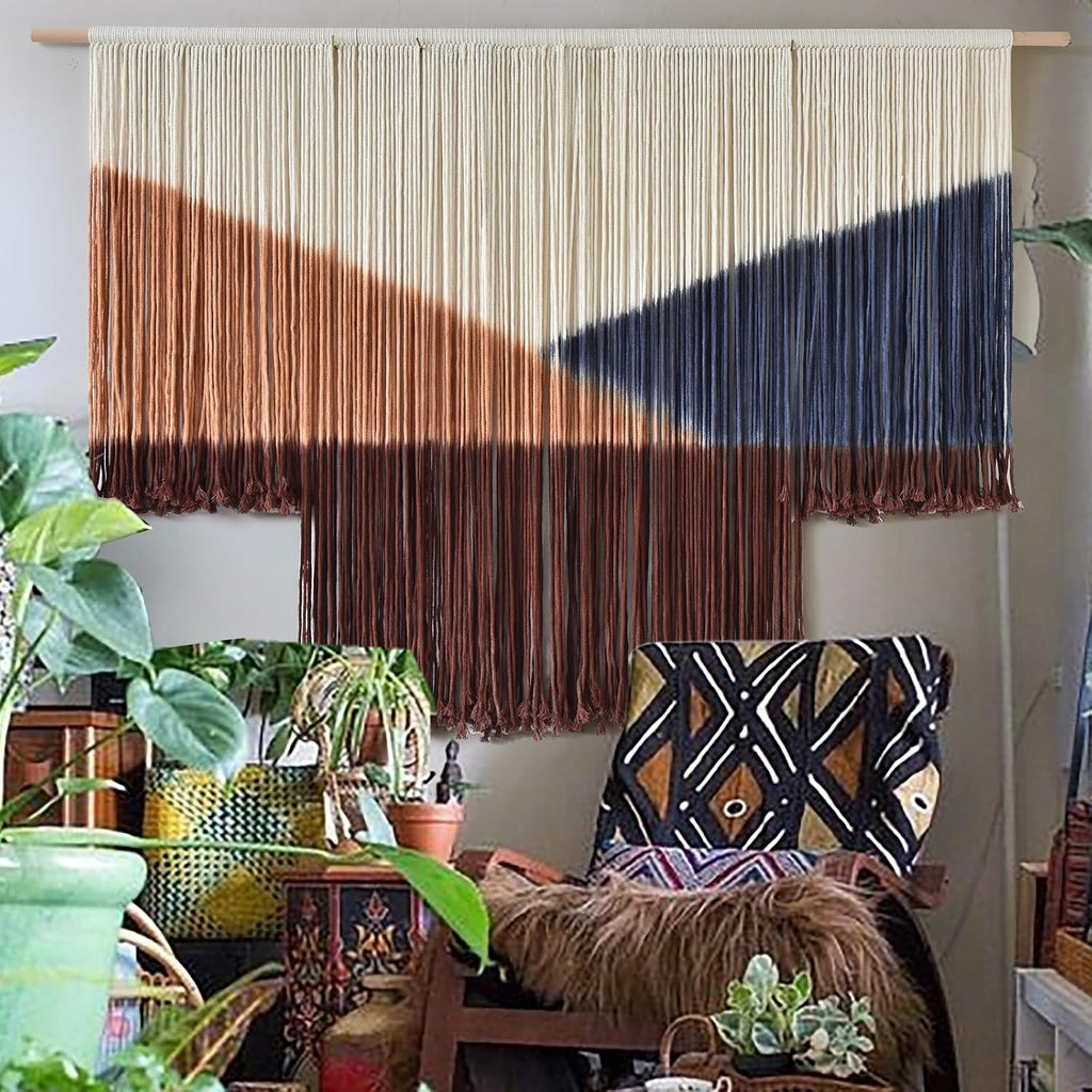 Dip Dyed Geometric Macrame Tapestry