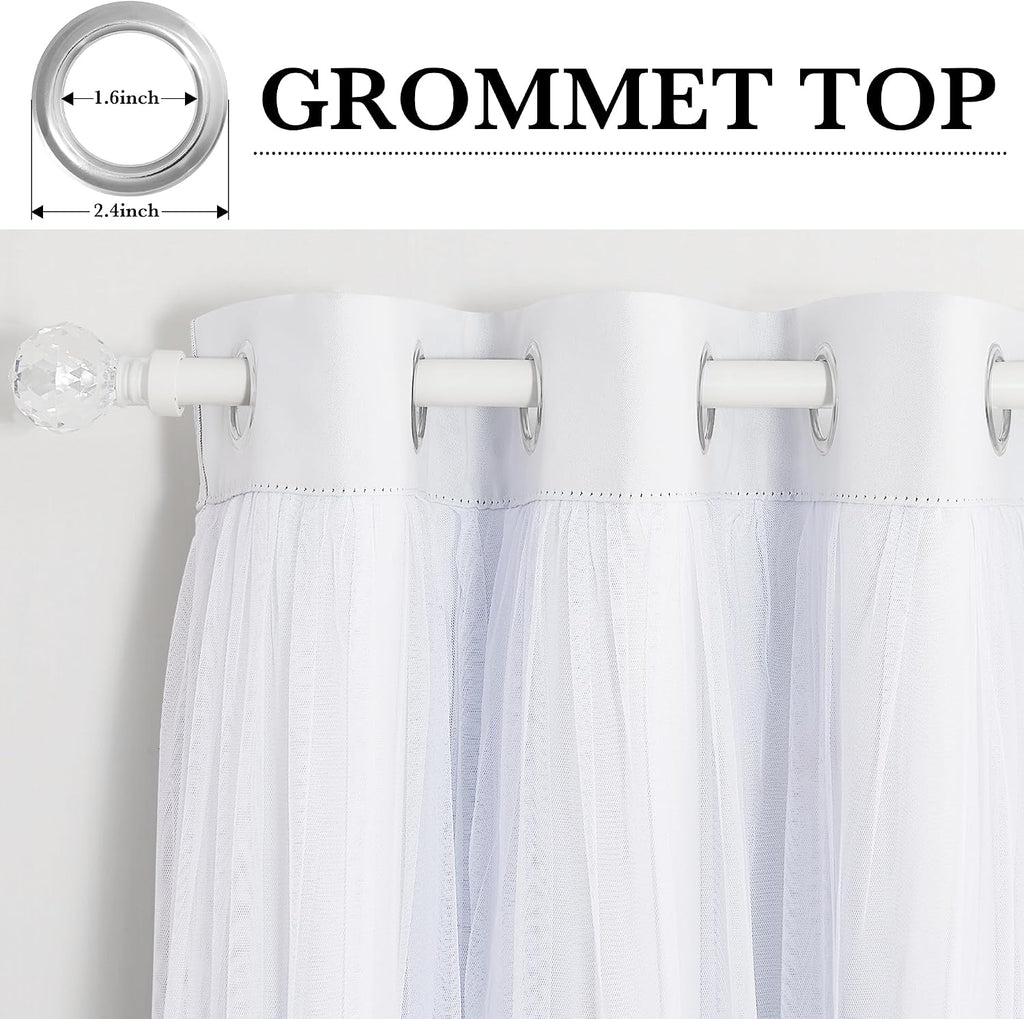 White Double Layer Blackout Curtains