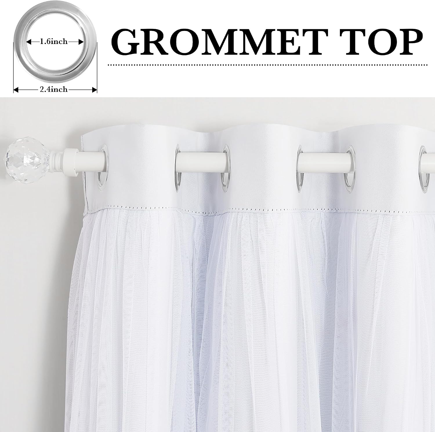 White Double Layer Blackout Curtains