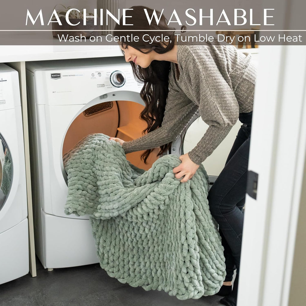 Sage Green OEKO-TEX Chenille Knit Throw