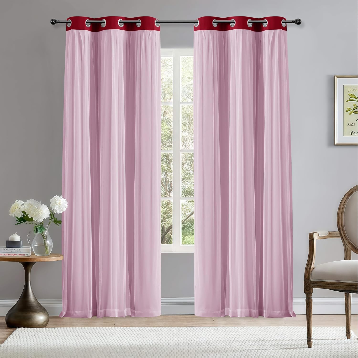 Red Double Layer Blackout Curtains