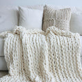Cream Handmade Chenille Chunky Knit Throw