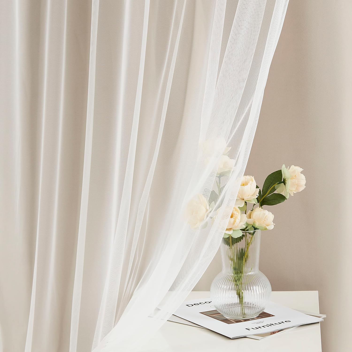 Beige Double Layer Blackout Curtains