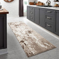 Beige Abstract Thick Runner Rug