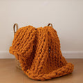 Burnt Orange Chunky Chenille Knit Throw