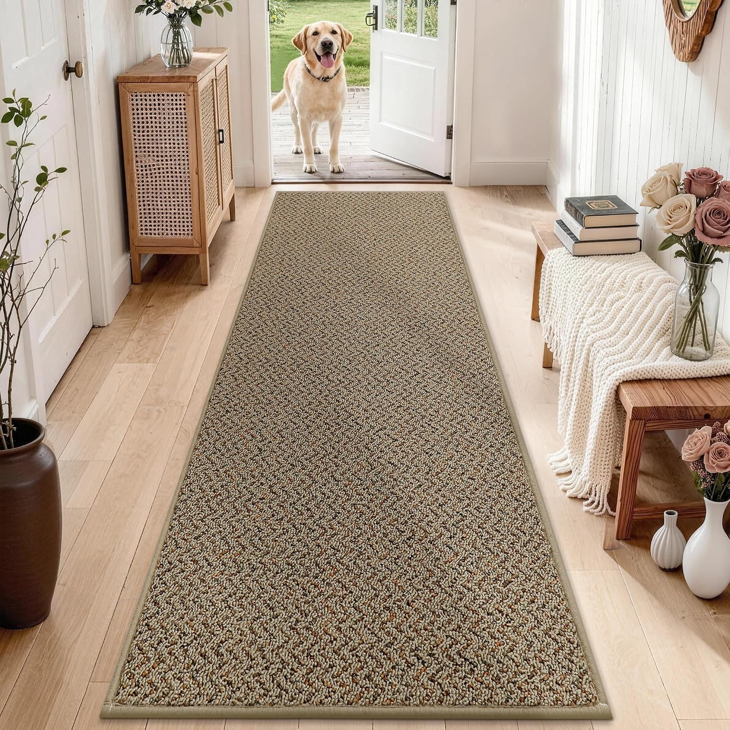 Taupe Pet Friendly Runner Rug